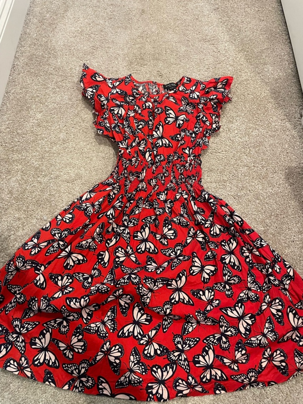 kate spade Red Butterfly Print Knee Length Dress